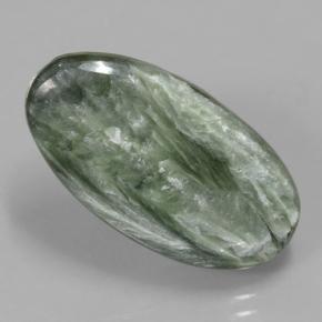 Serafinite naturale verde da 5,50 ct, taglio ovale, opaco