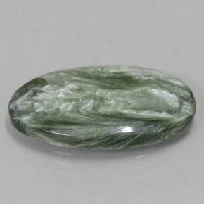 Serafinite naturale verde da 5,50 ct, taglio ovale, opaco