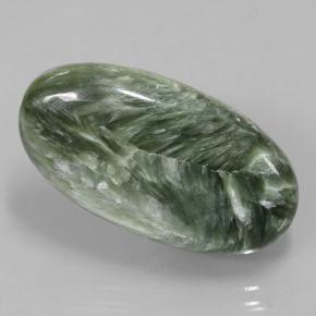Serafinite naturale verde da 8,81 ct, taglio ovale, opaco