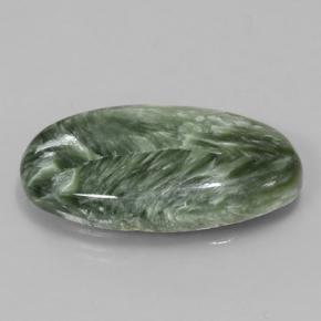 Serafinite naturale verde da 8,81 ct, taglio ovale, opaco