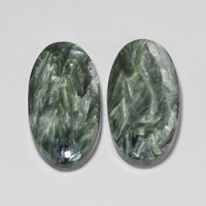Serafinite naturale verde da 16,84 ct, taglio ovale, opaco
