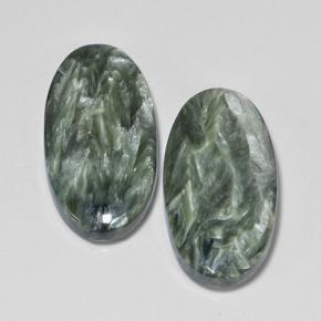 Serafinite naturale verde da 16,84 ct, taglio ovale, opaco