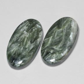 Serafinite naturale verde da 16,84 ct, taglio ovale, opaco