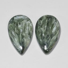 Serafinite naturale verde da 13,19 ct, taglio a pera, opaco