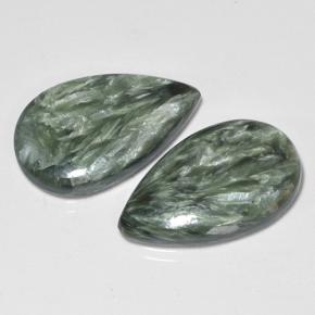Serafinite naturale verde da 13,19 ct, taglio a pera, opaco