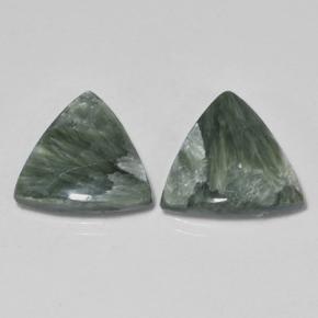 Serafinite naturale verde da 6,06 ct, trillion, opaco