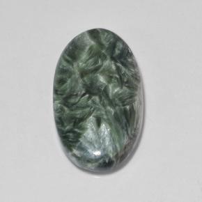 Serafinite naturale verde da 7,09 ct, taglio ovale, opaco