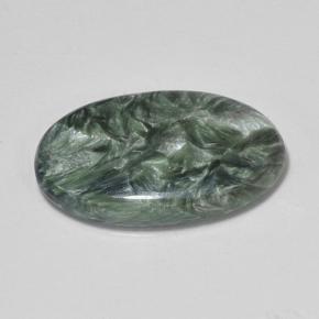 Serafinite naturale verde da 7,09 ct, taglio ovale, opaco