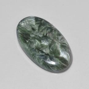 Serafinite naturale verde da 7,09 ct, taglio ovale, opaco