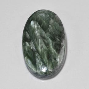 Serafinito Verde naturale da 10.02 ct, Taglio ovale, Opaco