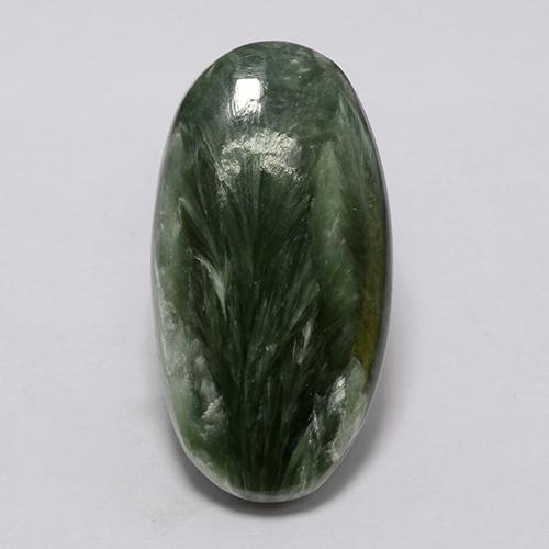 Serafinito Verde naturale da 7.39 ct, Taglio ovale, Opaco