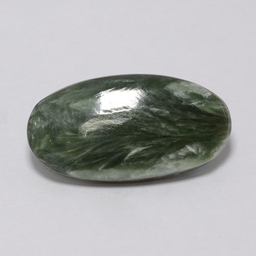 Serafinito Verde naturale da 7.39 ct, Taglio ovale, Opaco
