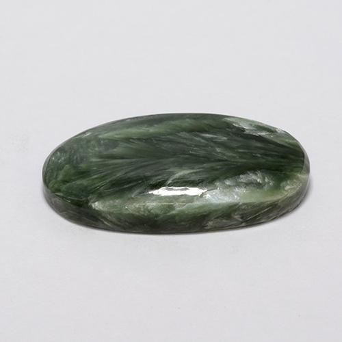Serafinito Verde naturale da 7.39 ct, Taglio ovale, Opaco