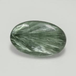 Serafinito Verde naturale da 7.29 ct, Taglio ovale, Opaco