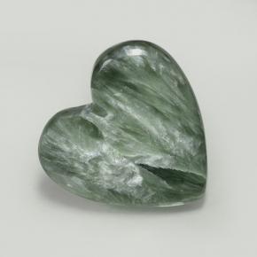 Serafinite naturale verde da 7,59 ct, a forma di cuore, opaco