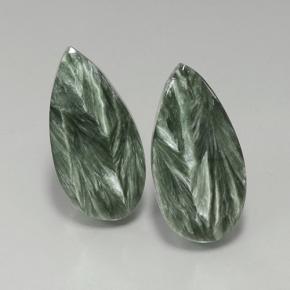 Serafinite naturale verde da 19,56 ct, taglio a pera, opaco