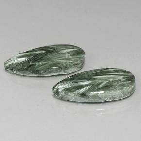 Serafinite naturale verde da 19,56 ct, taglio a pera, opaco
