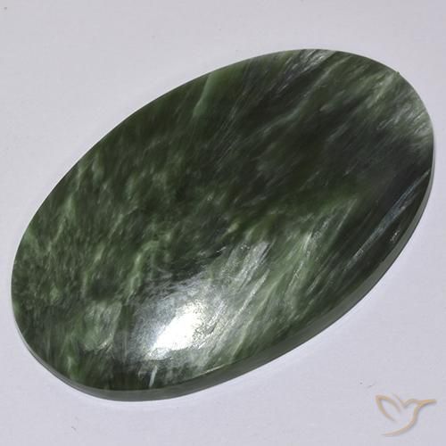 36.14ct Naturale Verde Serafinito, Ovale, Opaco