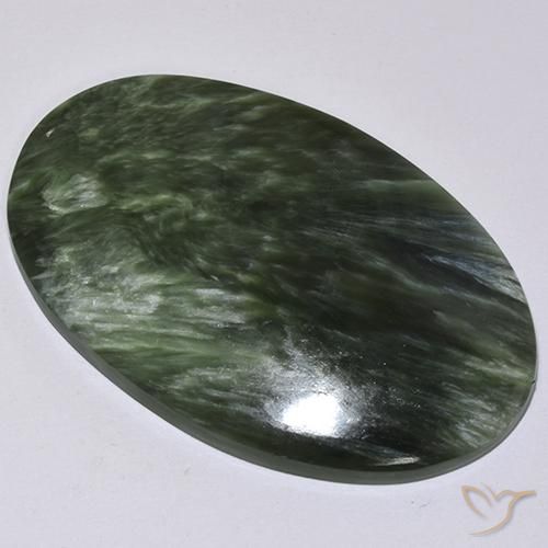 Serafinito Verde naturale da 36.14 ct, Ovale, Opaco