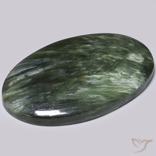 Serafinito Verde naturale da 36.14 ct, Ovale, Opaco