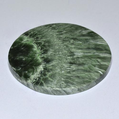 Serafinite naturale verde da 32,26 ct, taglio rotondo, opaco