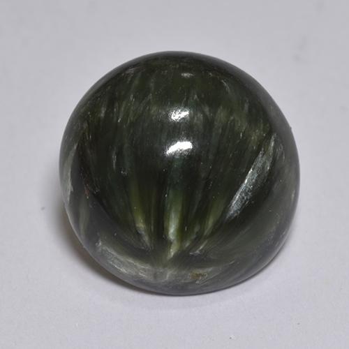 Serafinito Verde scuro naturale da 2.93 ct, Taglio rotondo, Opaco