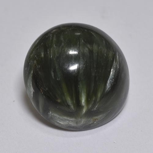 Serafinito Verde scuro naturale da 2.93 ct, Taglio rotondo, Opaco