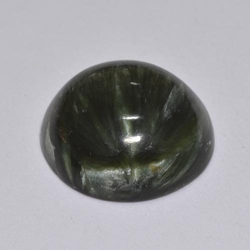 Serafinito Verde scuro naturale da 2.93 ct, Taglio rotondo, Opaco