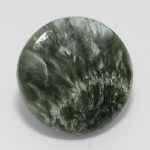 Serafinite naturale verde da 11,23 ct, taglio rotondo, opaco