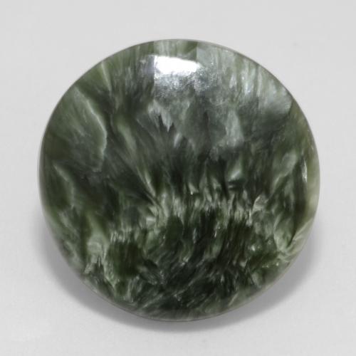 Serafinite naturale verde da 11,23 ct, taglio rotondo, opaco