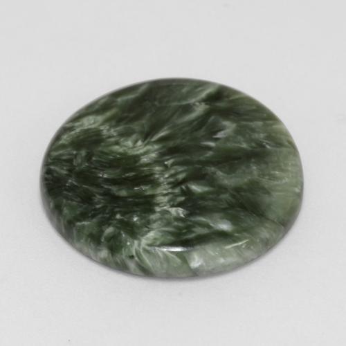 Serafinite naturale verde da 11,23 ct, taglio rotondo, opaco