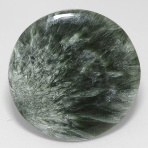 Serafinite naturale verde da 20,78 ct, taglio rotondo, opaco