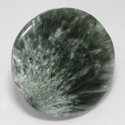 Serafinite naturale verde da 20,78 ct, taglio rotondo, opaco