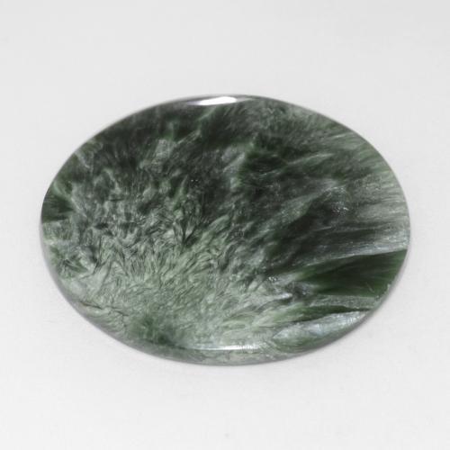 Serafinite naturale verde da 20,78 ct, taglio rotondo, opaco