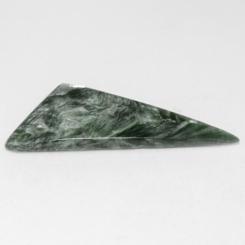 Serafinite naturale verde da 6,28 ct, trillion, opaco
