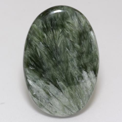 Serafinite naturale verde da 15,64 ct, taglio ovale, opaco