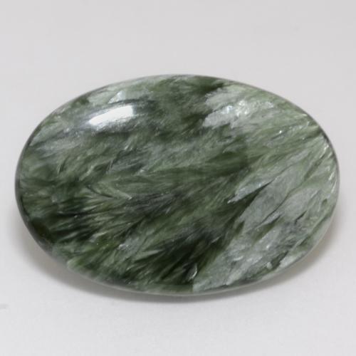 Serafinite naturale verde da 15,64 ct, taglio ovale, opaco