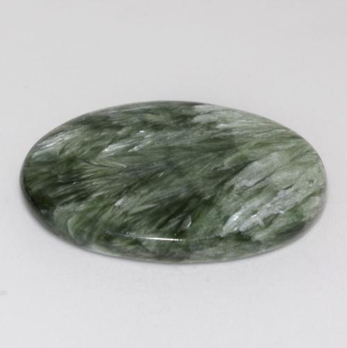 Serafinite naturale verde da 15,64 ct, taglio ovale, opaco