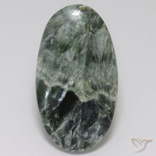 16.06ct Naturale Verde medio Serafinito, Ovale, Opaco