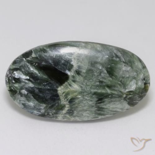 Serafinito Verde medio naturale da 16.06 ct, Ovale, Opaco