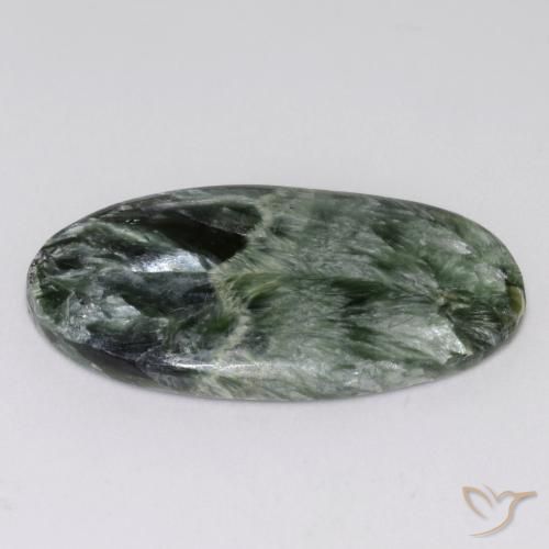 Serafinito Verde medio naturale da 16.06 ct, Ovale, Opaco