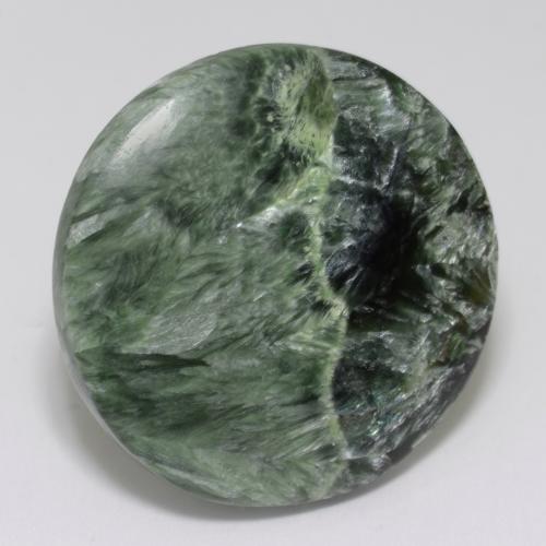 Serafinito Verde medio naturale da 34.73 ct, Taglio rotondo, Opaco