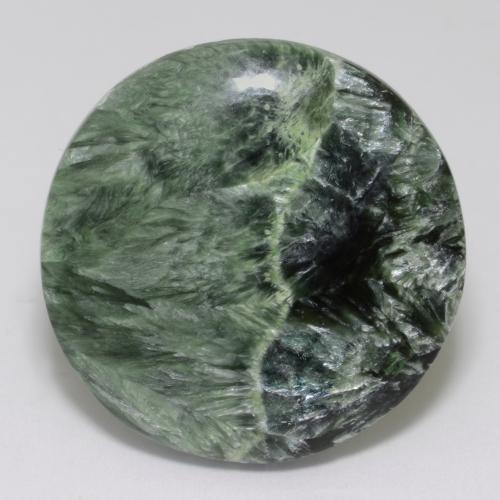 Serafinito Verde medio naturale da 34.73 ct, Taglio rotondo, Opaco