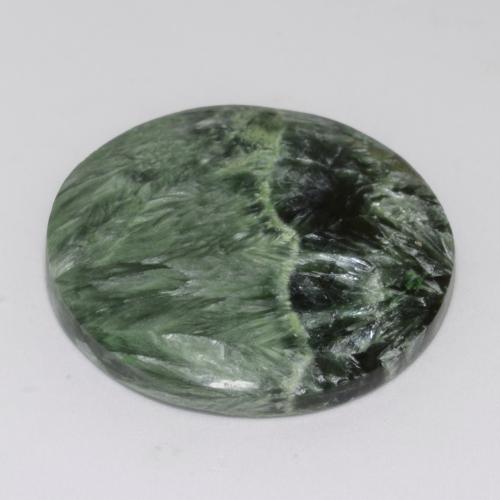 Serafinito Verde medio naturale da 34.73 ct, Taglio rotondo, Opaco