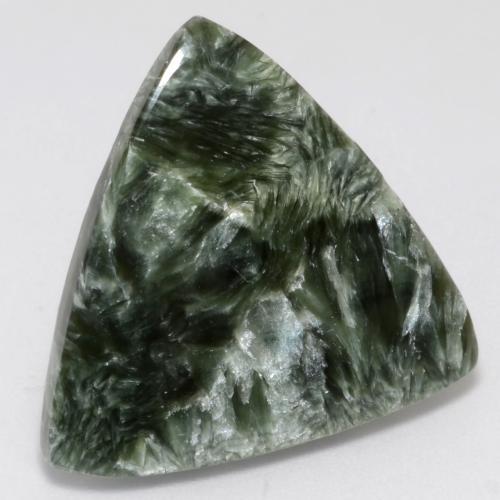 Serafinite naturale verde da 12,51 ct, trillion, opaco