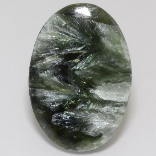 Serafinite naturale verde da 9,63 ct, taglio ovale, opaco