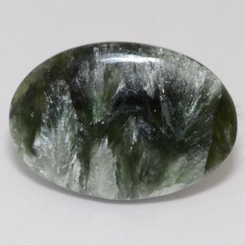 Serafinite naturale verde da 9,63 ct, taglio ovale, opaco