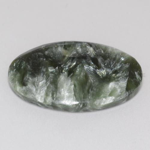 Serafinite naturale verde da 9,63 ct, taglio ovale, opaco