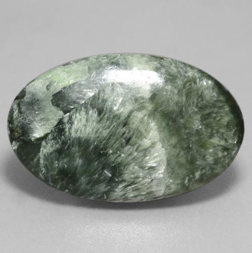 Serafinite naturale verde da 11,26 ct, taglio ovale, opaco