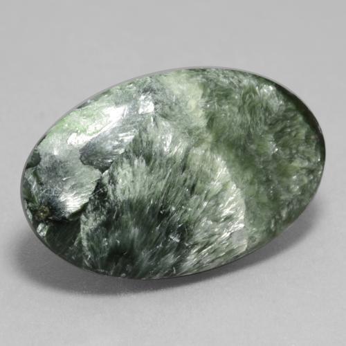 Serafinite naturale verde da 11,26 ct, taglio ovale, opaco